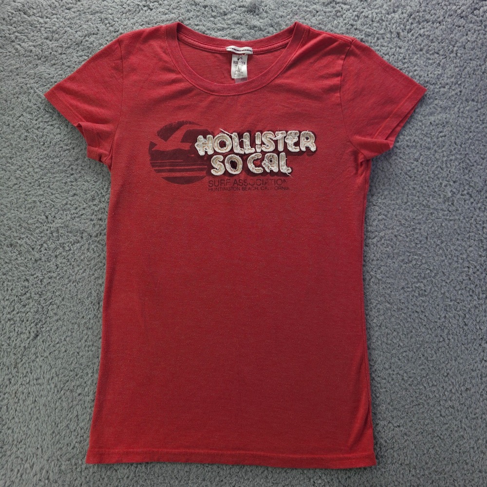 Hollister So Cal Surf Association Graphic T-Shirt Red Womens Large L